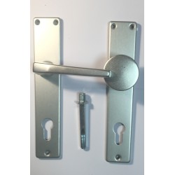 Knob & Handle with Cylinder-Holed Cover Plate 72mm, Silver