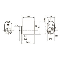 One-Key oval Cylinders ABUS TWINS