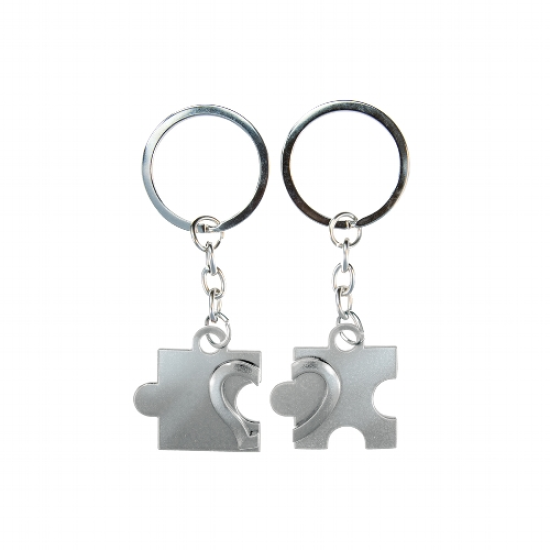 Keychain Set Partner Puzzle, Silver
