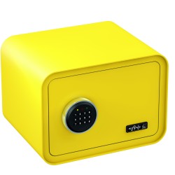 Elektronisks sadzīves seifs ar koda slēdzeni. Krāsa - citronu dzeltens.