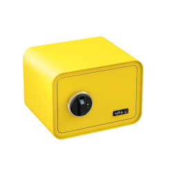 Elektronisks sadzīves seifs ar biometrisku slēdzeni, ar pirksta nospiedumu. Krāsa - citronu dzeltens.