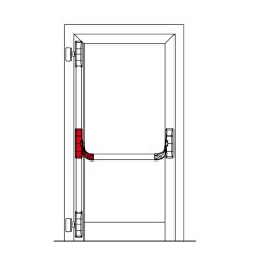 Evakuācijas sistēma OLTRE vienvīru durvīm ar rokturi no ārpuses ar diviem slēgšanas punktiem
