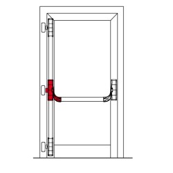 Evakuācijas sistēma OLTRE vienvīru durvīm ar rokturi no ārpuses ar trīs slēgšanas punktiem