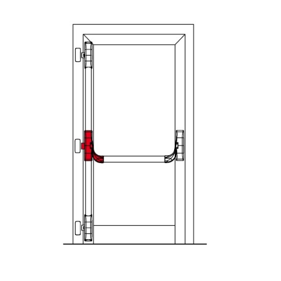 Evacuation system OLTRE for one leaf door with exterior handle with three locking points