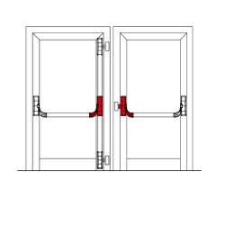 Evakuācijas sistēma OLTRE divvīru durvīm ar rokturi no ārpuses ar trīs slēgšanas punktiem