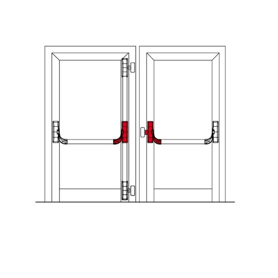 Evacuation system OLTRE for double leaf door with exterior handle with three locking points