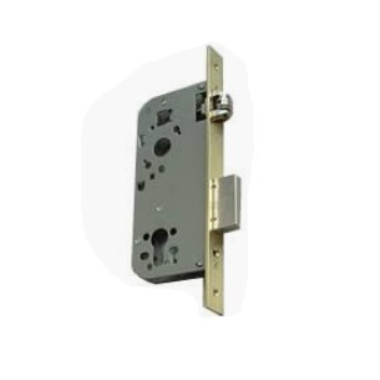 Mortice lock with TE5 cylinder, with roller, brass