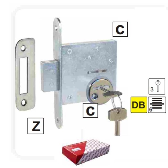ILGA-2 zinc plated case,chr.plated cover plates, 3 double bit keys